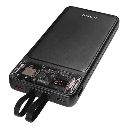 H120 10000mAh HSC22.5W PD20W+QC3.0 18W Siyah LCD Şeffaf Powerbank